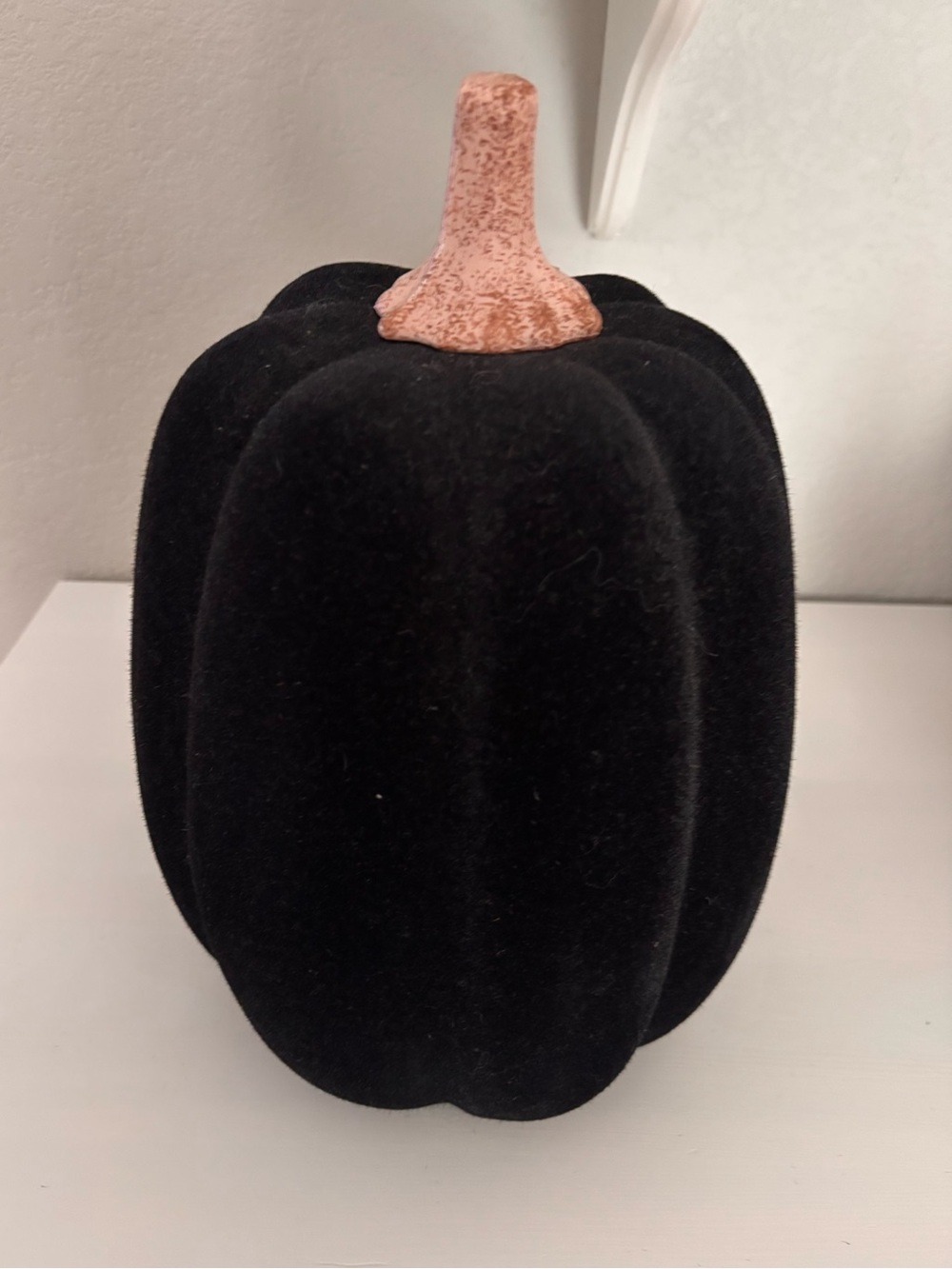 WAY TO CELEBRATE Lg Black Flocked Pumpkin NWT